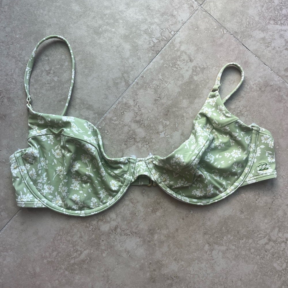 Billabong Floral Bikini Top in Light Green